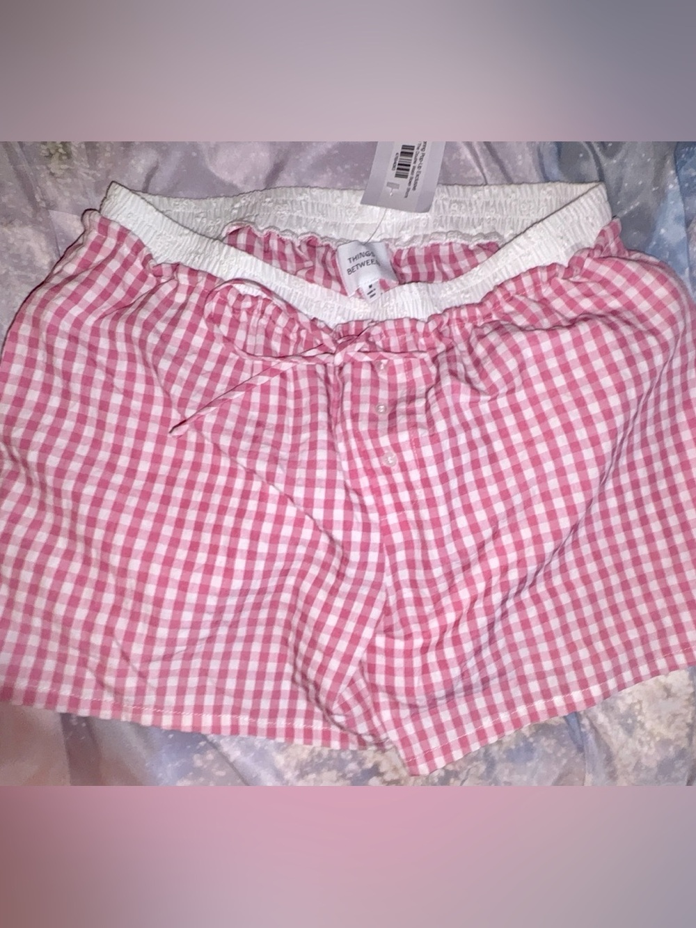 Things between Women's Pink Gingham Drawstring Shorts medium